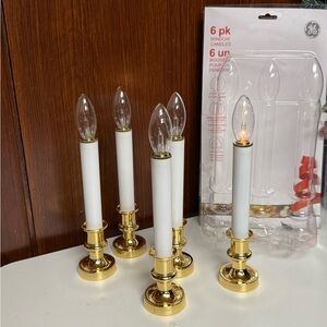 5 pcs Gold and White Window Candles